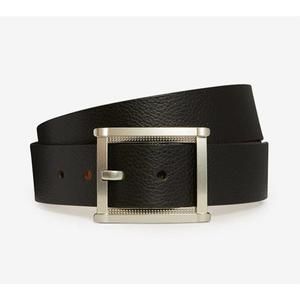NEW BEHIND THE BUCKLE women's fancy rectangle belt in black pebble grain